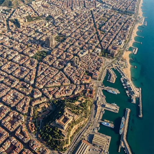 create an image of Barcelona from above